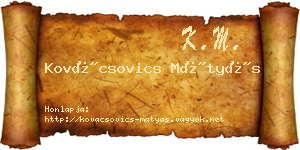 Kovácsovics Mátyás névjegykártya