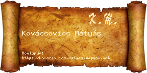 Kovácsovics Mátyás névjegykártya