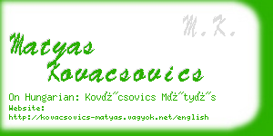 matyas kovacsovics business card